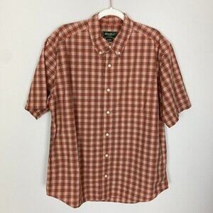 Eddie Bauer Short Sleeve Button Down Shirt Orange Mens Large